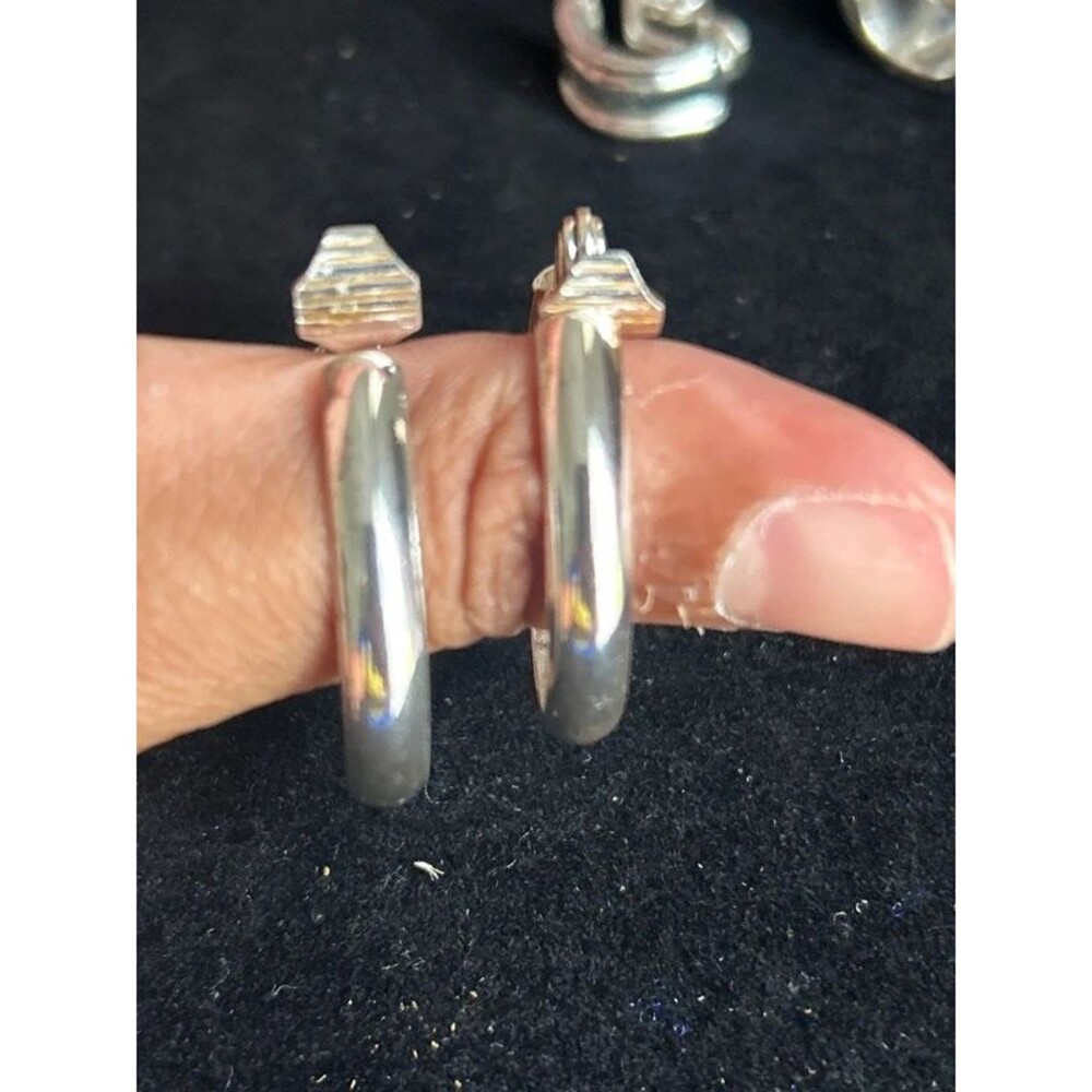 Vintage Monet Silver Tone Clip-On Hoop Earrings